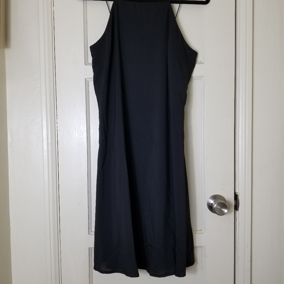 HUNTER BELL black overlay fuzzy stripe sleeveless spaghetti strap maxi dress - Picture 7 of 10